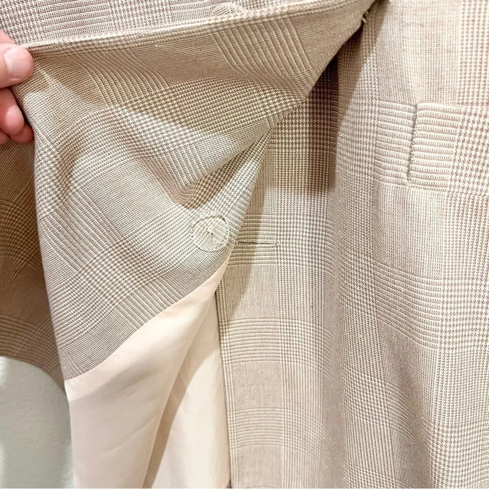 Vintage Ann Taylor Blazer Jacket Beige Long Lined Linen Blend Made In USA Sz 2 - Picture 8 of 13